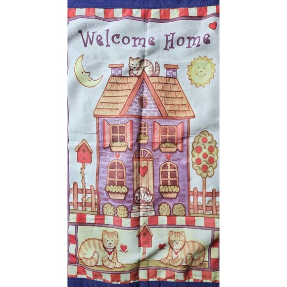 Welcome Home Garden Flag 29x42" Cats & House Design Kitschy 90s Style - Picture 3 of 6